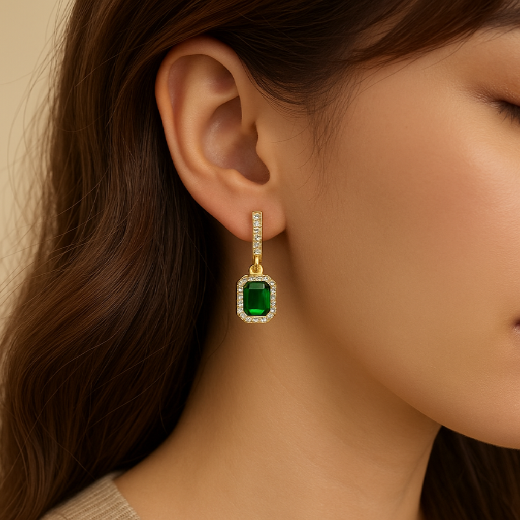Emerald Glow Drop Earrings