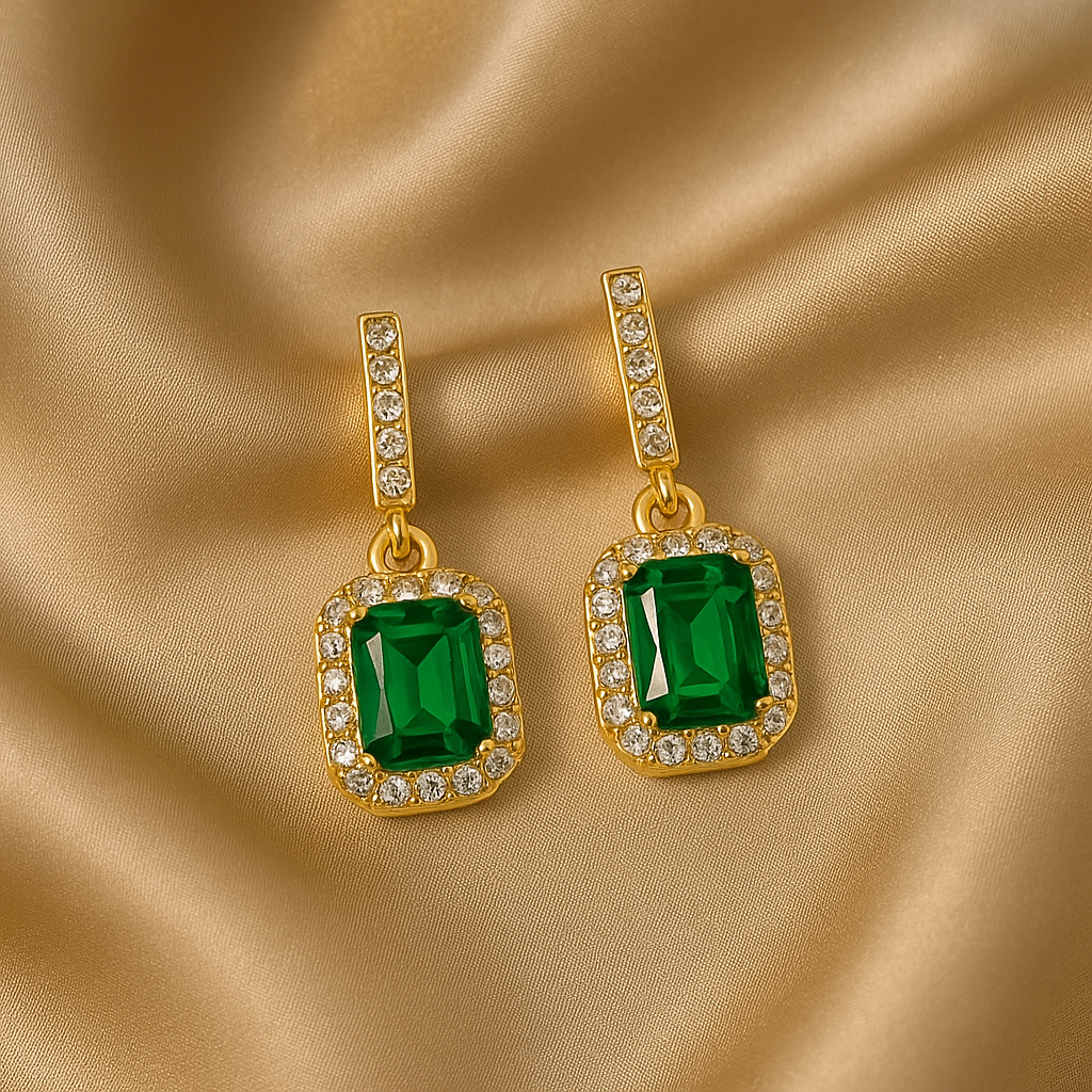 Emerald Glow Drop Earrings