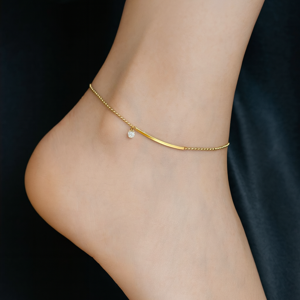 Minimal Luxe Solitaire Anklet