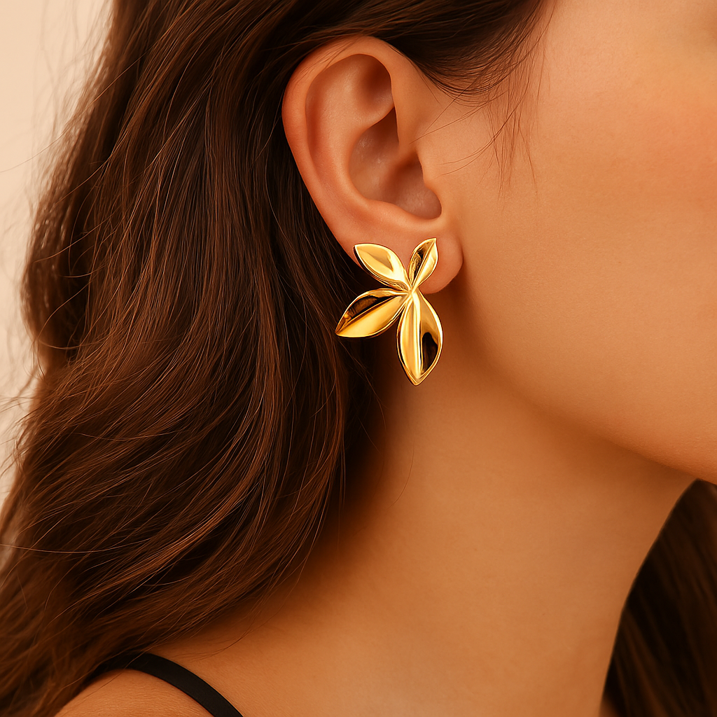 Golden Petal Statement Earrings