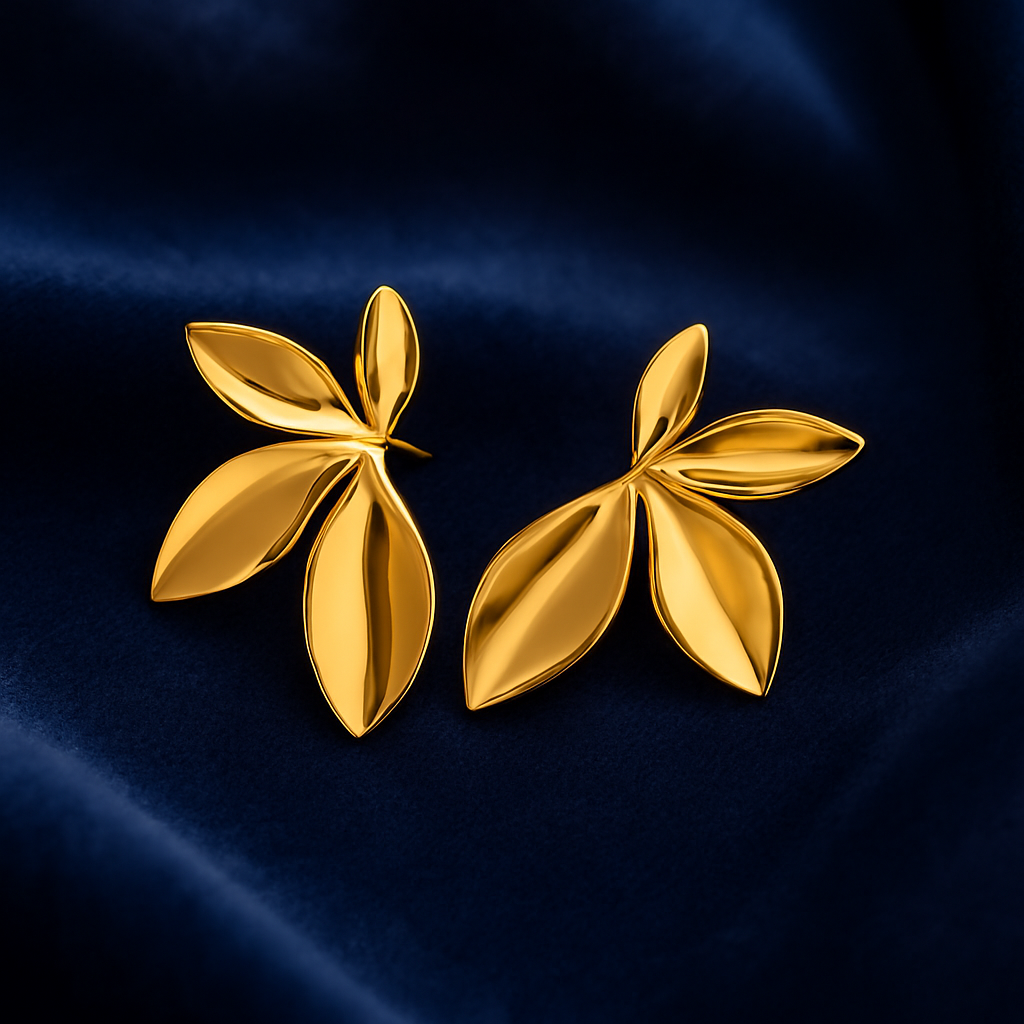 Golden Petal Statement Earrings