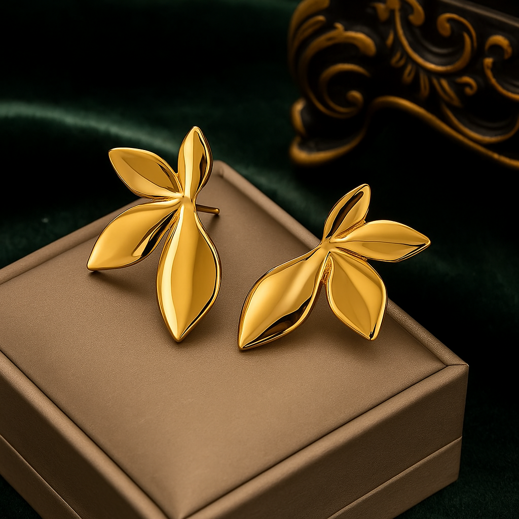 Golden Petal Statement Earrings