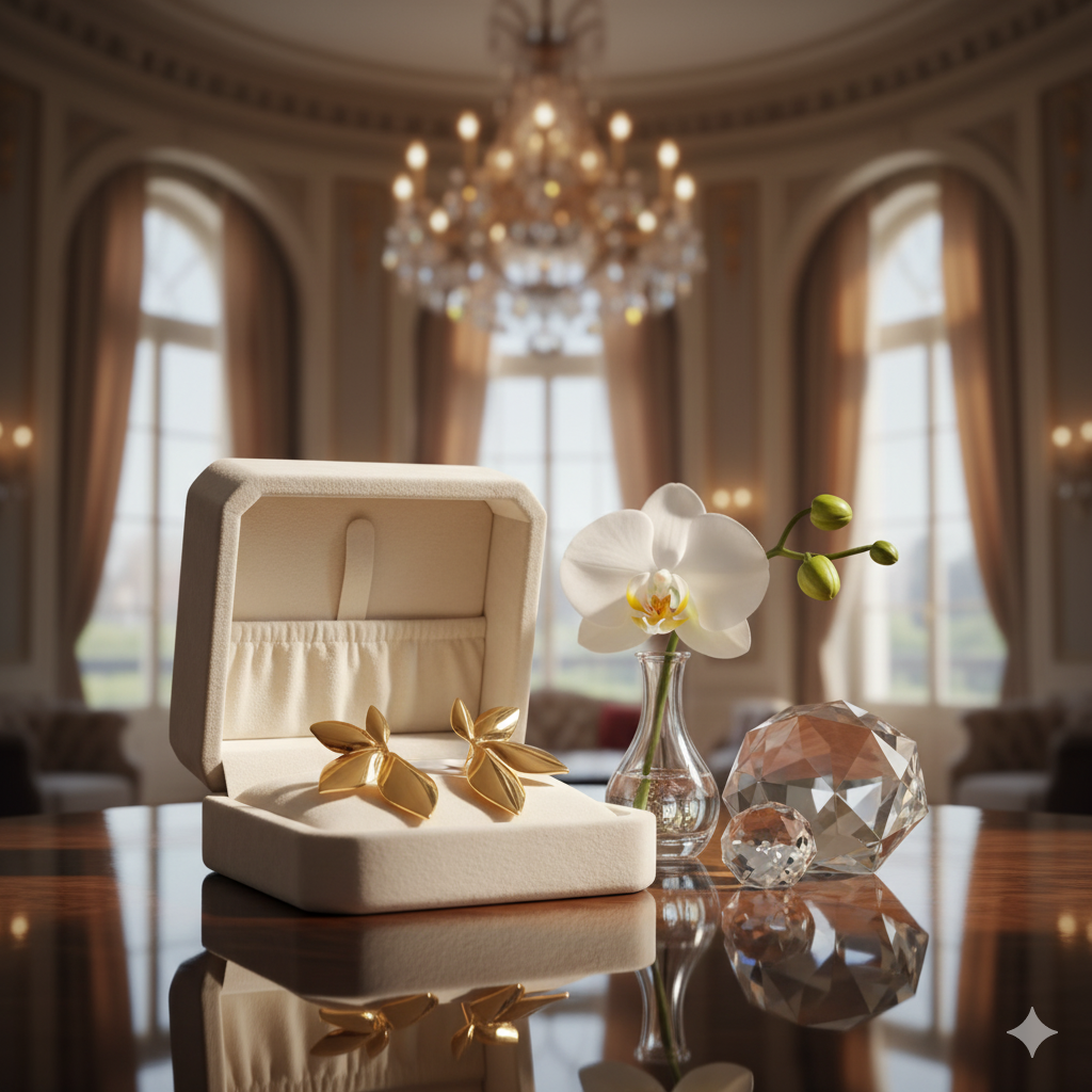 Golden Petal Statement Earrings